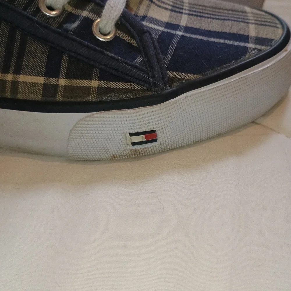 Tommy Hilfiger Plaid Canvas Low‎ Top Lace Up Sneakers Women's Casual Shoes - Picture 4 of 11
